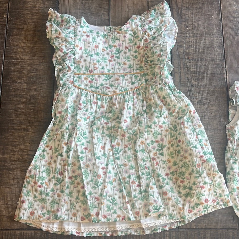 La Coqueta Green Multi Amapola Girl Dress Size 4Y
